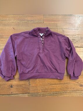 JoyLab Plum Snap-Front Cropped Pullover